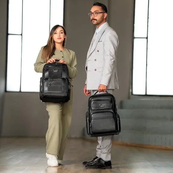 LENZN Durable Leather Laptop Business Backpack - Picture 7 of 9